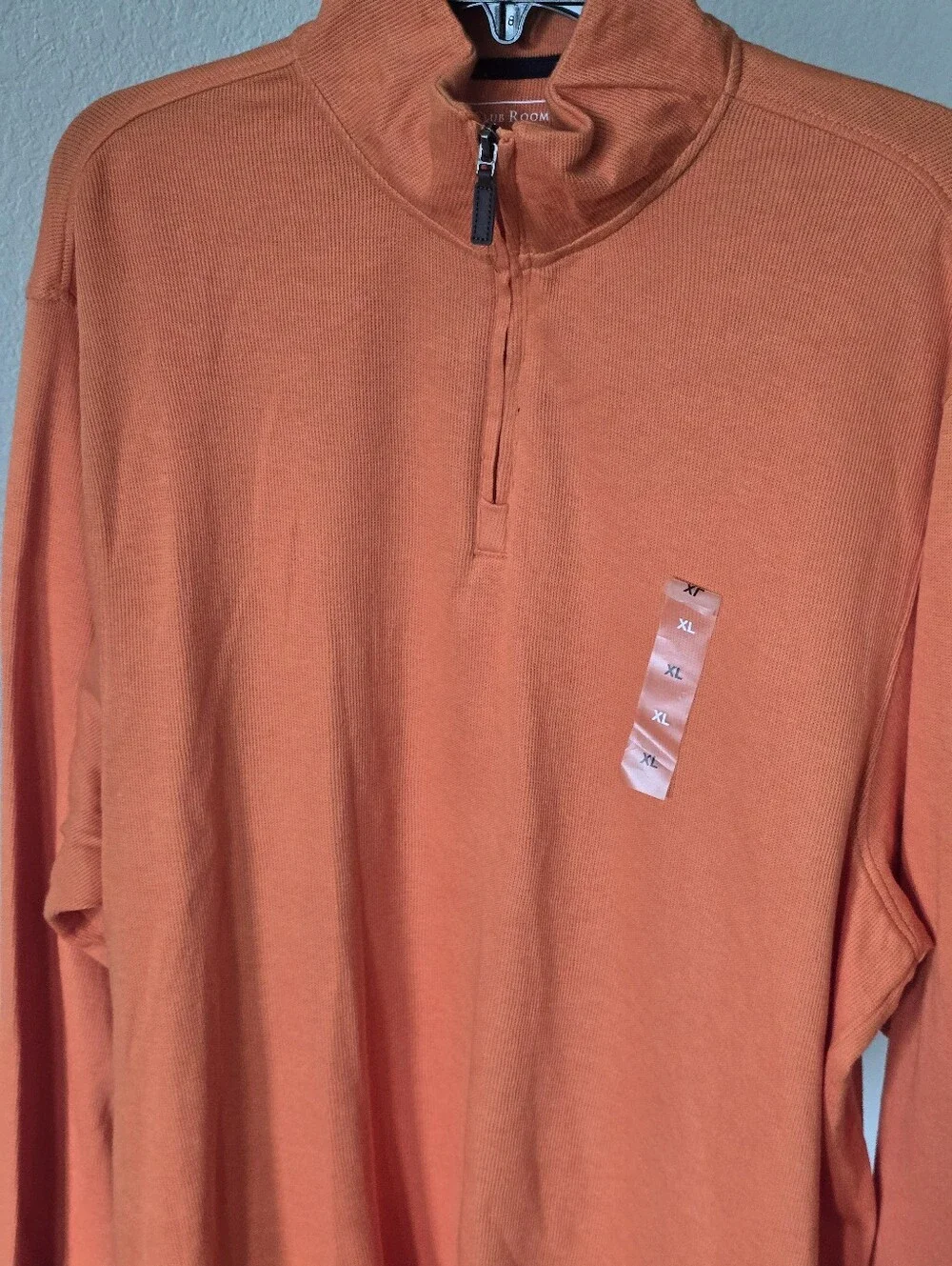Club Room XL French Rib 1/4 Zip Pullover Sweater Roasted Pumpkin NWT Cotton Men
